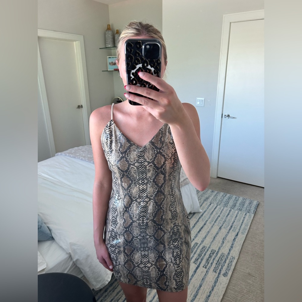 Sequin snakeskin mini dress